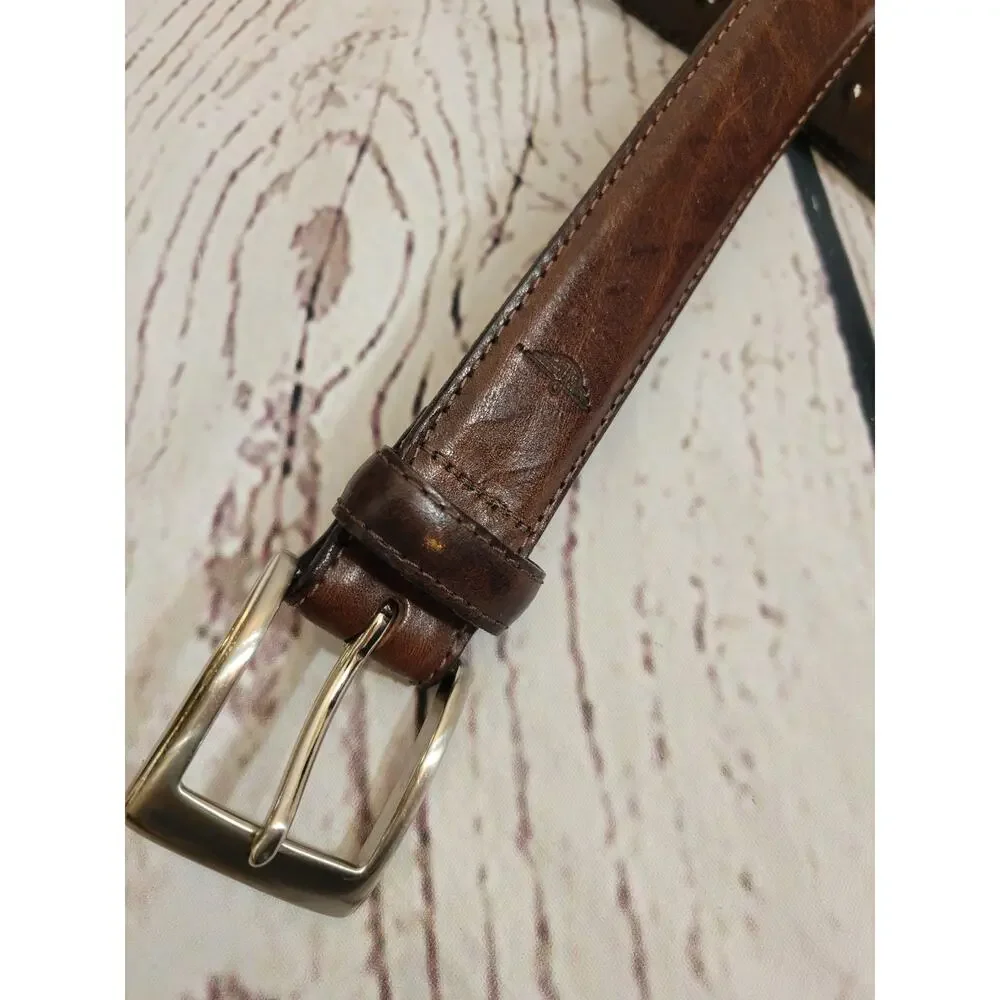 DOCKERS‎ Brown Full Grain Cowhide Belt Solid Brass Buckle Men's Size 38
